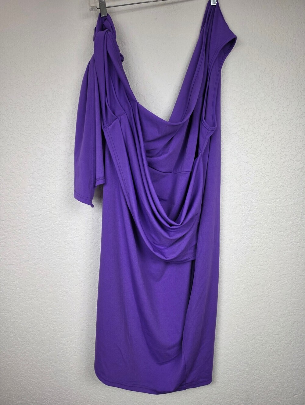 Purple Plus Size 4XL Drape Neck Dress One Shoulder